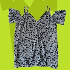 LOFT Black & White Off the Shoulder Top Size S